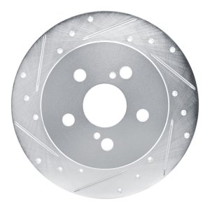 Toyota Corolla Brake Rotor (1) - Rear Left - R1 Concepts - Drilled & Slotted - Silver - `19-`25